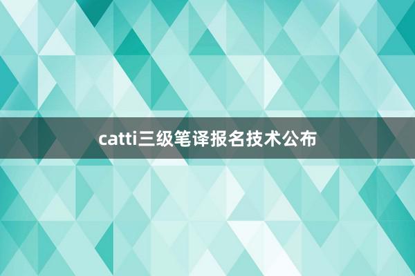 catti三级笔译报名技术公布