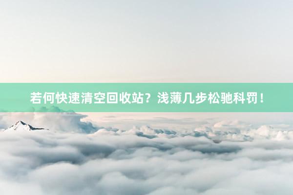 若何快速清空回收站？浅薄几步松驰科罚！