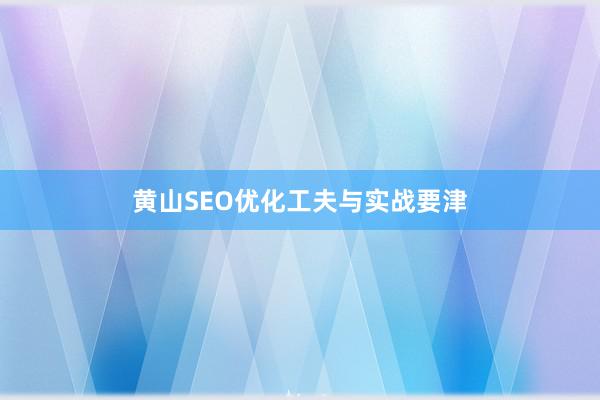 黄山SEO优化工夫与实战要津