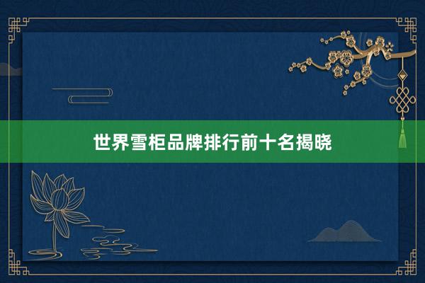 世界雪柜品牌排行前十名揭晓